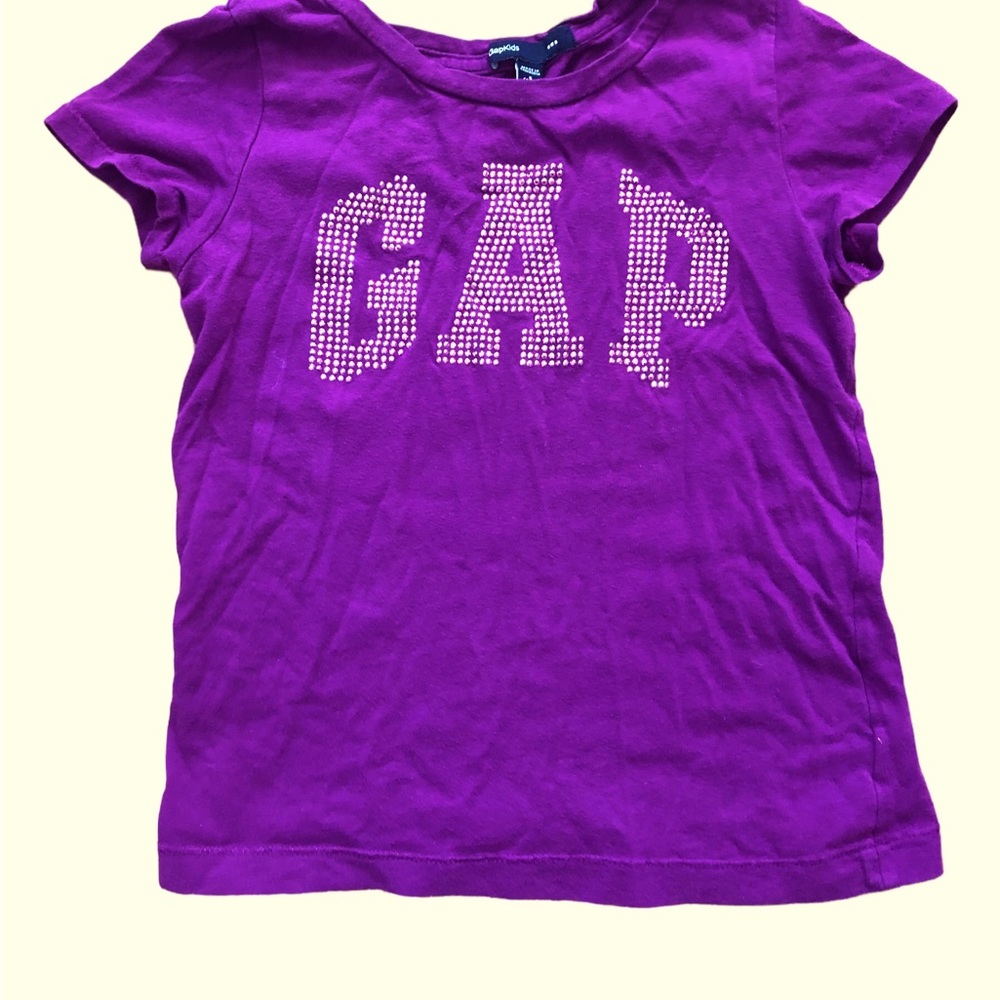 GAP logo Purple Glam‎ Tee with Pink Shiny Accents Sz S 6-7